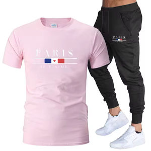 Conjunto de 2 Piezas de Pantalones Deportivos Largos de Manga Corta de Algodón Puro de Alta Calidad, Modernos y Versátiles para Hombre, Verano 2025 - Product Image 5