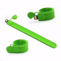 Gelang Slap silikon Logo kustom 16GB 32GB 64GB 128GB 256GB USB Disk untuk hadiah promosi perusahaan