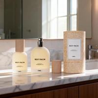 Botol Parfum Kosong Isi Ulang Bentuk Bulat Kaca Buram Mewah Ukuran 30ml 50ml dengan Tutup Sekrup Bambu dan Sablon