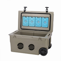 55L Isoler Boisson Style Américain Boîte En Plastique Glacière pour Camping Partie Bleu Pêche