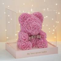 AYOYO 2025 Nouveau Ours en Roses 25cm, Fleur Éternelle, Cadeau Artisanal pour Maman et Saint-Valentin