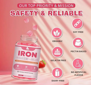 วิตามินเหล็กไบส์ไกลซิเนต 26 มก. ยี่ห้อ OEM รับผลิตโลโก้ส่วนตัว อาหารเสริมธาตุเหล็กพร้อมวิตามินซี รูปแบบเยลลี่ - Product Image 2