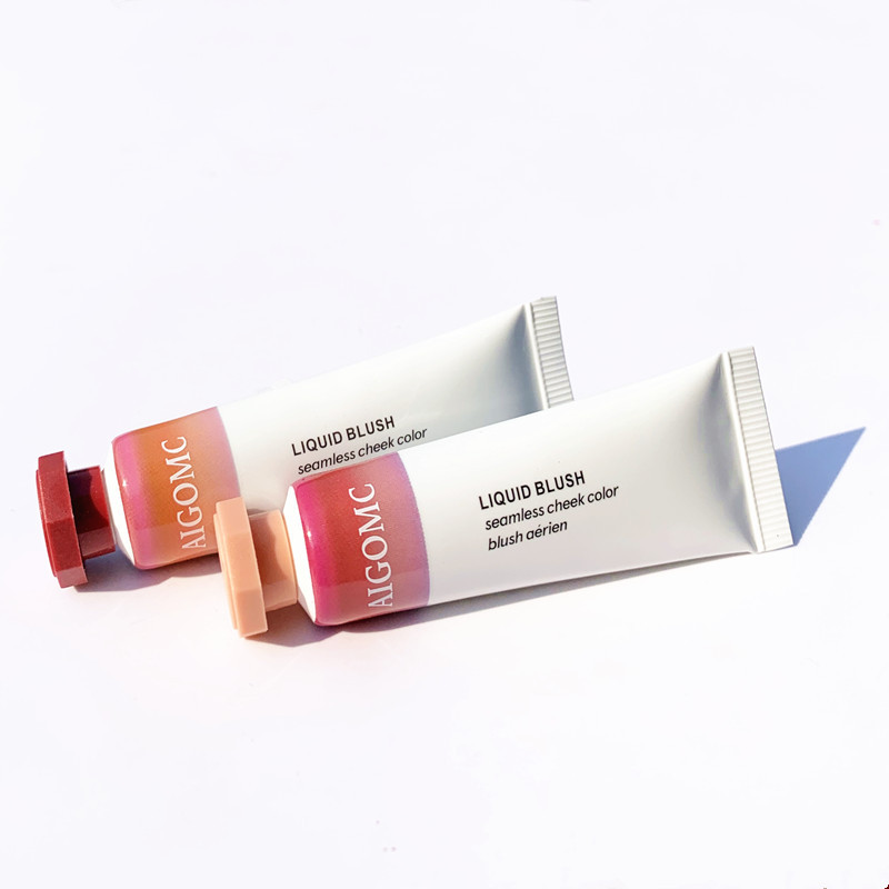 Оптовая продажа, новейшие модные жидкие румяна Aigomc с высоким пигментом, стойкий макияж для красоты, персиковые красные румяна