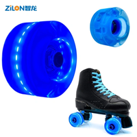 Roues de skateboard longboard lumineuses à induction électromagnétique en PU 82A 85A 90A personnalisées en gros, double rangée, accessoires pour roller