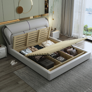 Mobilier moderne d'hôtel de luxe cadre de lit rembourré en cuir double King Queen Size cadre de lit King Size mobilier de chambre à coucher - Product Image 3