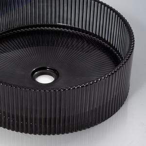 Kidoir <span class=keywords><strong>Tiktok</strong></span> Popular baño Treasure Bowl fregadero negro glaciar colorido cristal redondo arte vidrio templado lavabo a mano - Product Image 4