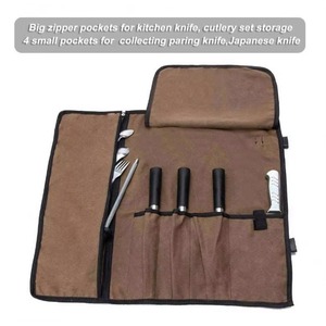 Échantillon gratuit : Étui à couteaux de chef, sac à couteaux à 5 poches, sac culinaire en toile cirée, housse à couteaux multi-usage pour la cuisine - Product Image 2