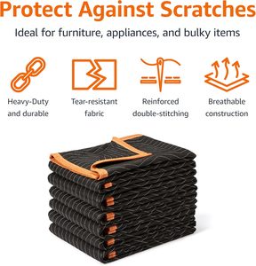 72 "x 80" lớn nặng màu đen không dệt <span class=keywords><strong>Polyester</strong></span> đóng gói và di chuyển chăn - Product Image 3