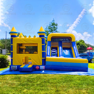Lâu Đài Bouncy Ngoài Trời Vàng Màu Xanh Lớn Nhà Bị Trả Lại Bouncing <span class=keywords><strong>Inflatable</strong></span> Bouncer <span class=keywords><strong>Combo</strong></span> Với Nhảy Trampoline Cho Trẻ Em Người Lớn - Product Image 4