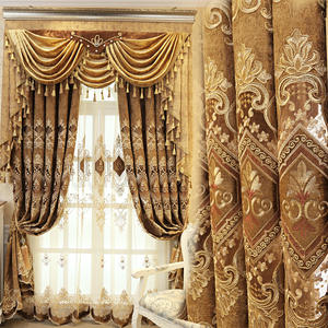 Rideaux occultants européens en chenille lourde <span class=keywords><strong>beige</strong></span>, luxe, brodés, pour <span class=keywords><strong>salon</strong></span>, chambre à coucher - Product Image 1