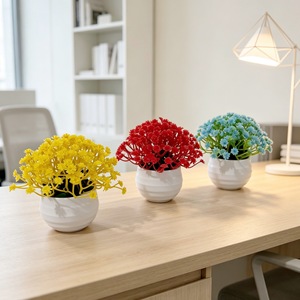 Plantas Artificiales de Baby's Breath en Maceta, Mini Bonsái, Decoración de Escritorio, Flores de Plástico, Blanco, Azul, Rosa, Amarillo, Morado, Rojo, 10 cm - Product Image 3