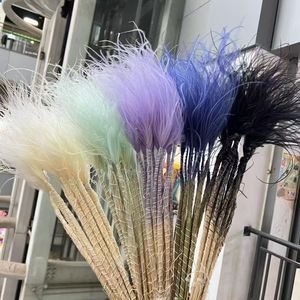 Herbe à plumes stabilisée, fleurs séchées Stipa à longue tige, multicolores pour la décoration intérieure et les accessoires de photographie, fleurs stabilisées en gros - Product Image 6