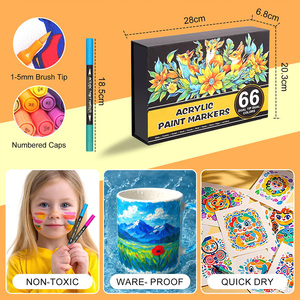 Panwenbo - Juego de <span class=keywords><strong>132</strong></span> Rotuladores de Pintura Acrílica, 66 Rotuladores de Pintura Acrílica de Doble Punta para Pintar - Product Image 5