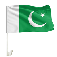Bandera de Pakistán para Ventana de Auto, 30x45cm, Poliéster, Bandera Nacional Pakistaní con Asta de Plástico para Eventos Deportivos, Decoración para Fanáticos
