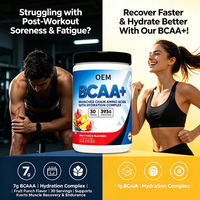 BCAA Plus en poudre OEM 7g, acides aminés à chaîne ramifiée avec complexe hydratant, saveur punch aux fruits, 30 portions, 393g, complément alimentaire