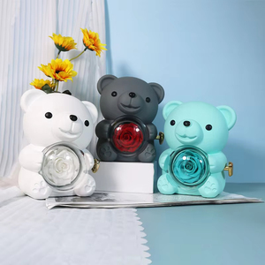 Boîte de rangement pour ours en roses éternelles, coffret cadeau pour la Saint-Valentin et les mariages, organisateur avec collier rotatif, boîte à bijoux en plastique - Product Image 3
