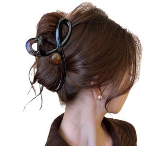 Fermagli per <span class=keywords><strong>Capelli</strong></span> da Donna di Alta Gamma in Acrilico Color Caffè con Perle, Fiocchi con Perline, Accessori per <span class=keywords><strong>Capelli</strong></span> - Product Image 2