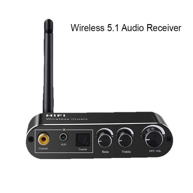 HiFi Wireless 5.1 Audio Receiver with AUX USB IR Remote APP Control U Disk Song Selection Plastic for Home Theater Speakers