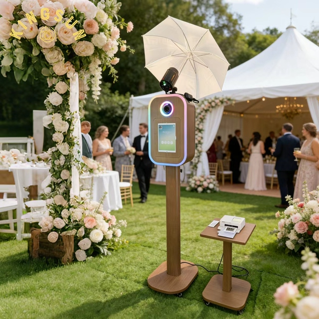 Vintage Style Quick Setup Aluminum Retro Wooden Grain Photobooth Selfie iPad Dslr Photo Booth