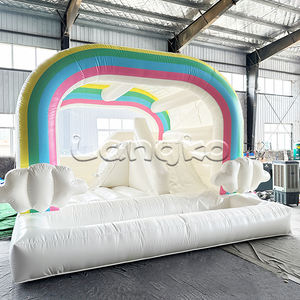 บ้านเด้งดึ๋งสีขาวสำหรับใช้ในบ้านสีชมพูบ้านเด้งเป่าลมมีสไลเดอร์ - Product Image 4