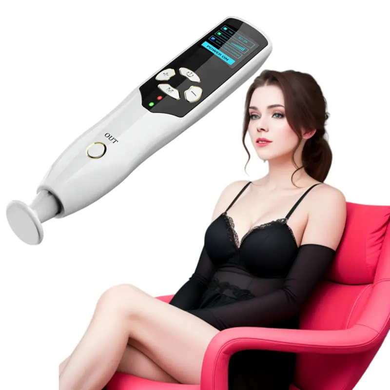 Caneta de plasma para uso doméstico, instrumento cosmético com controle de chips 2 em 1, rejuvenescimento da pele, tratamento de acne