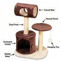 Arbre à chat en velours doux de qualité supérieure avec poteaux à gratter en sisal, structure d'escalade multi-niveaux en peluche pour appartement et salon