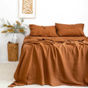 JRS环保纯亚麻床上用品套装特大号被子贴合床单植物图案枕套热卖 - Product Image 4