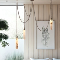Lustre moderne en marbre flocon de neige espagnol, suspension design pour salon, villa, bar, lampe suspendue multi-têtes en albâtre