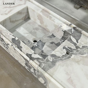 Lander <span class=keywords><strong>Stone</strong></span> Picasso Lavabo de mármol blanco Inodoro Lavabo de baño de mármol Dormitorio de hotel Lavabo de mármol - Product Image 2