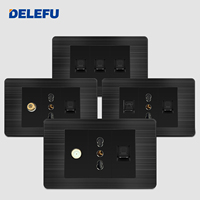 Prise murale DELEFU de type C USB pour ordinateur, série panneau noir en acier inoxydable, norme italienne