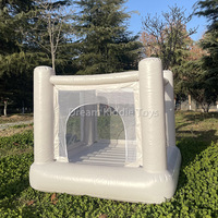 Château gonflable blanc compact 1,4x1,4m, hermétique, en PVC, mini château sauteur pour enfants, idéal pour les fêtes intérieures et les mariages