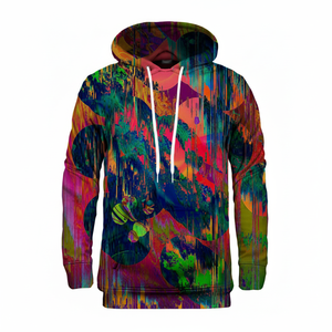 เสื้อมีฮู้ดแบบสวมหัวผ้าคอตตอนทอ100% ระบายอากาศพิมพ์ลายซับลิเมชันกันหดสำหรับผู้ชายขนาดใหญ่พิเศษ - Product Image 1