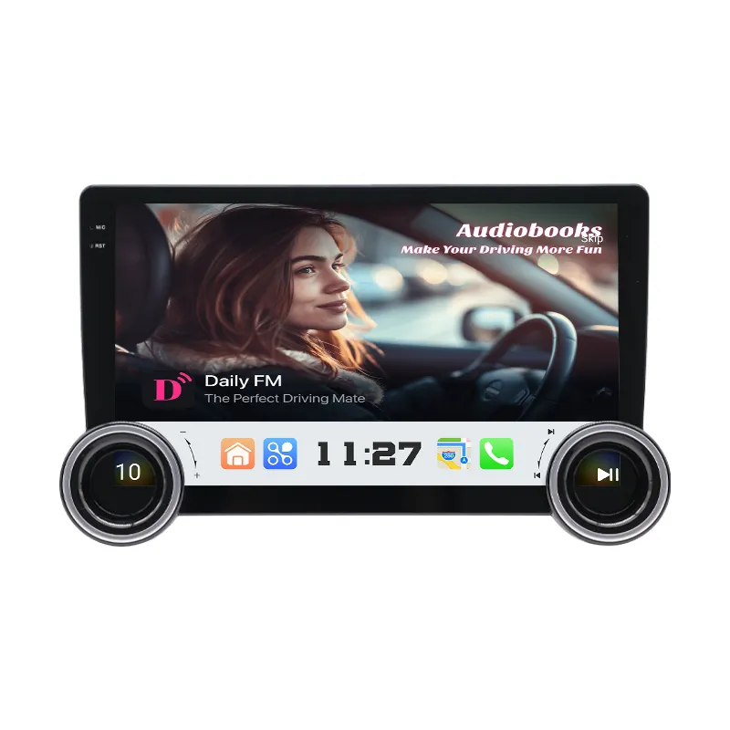 TOPWAY 8581 10.1'' Android Car Radio Stereo 2+32G/4+64G IPS 8 Core Carpay Android Auto DVD Player with Dual Knobs and Buttons