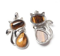 Collier pendentif chat en pierre naturelle de style classique fait à la main amulette de chakra d'énergie pour femmes filles bijoux en cristal de guérison-cadeau