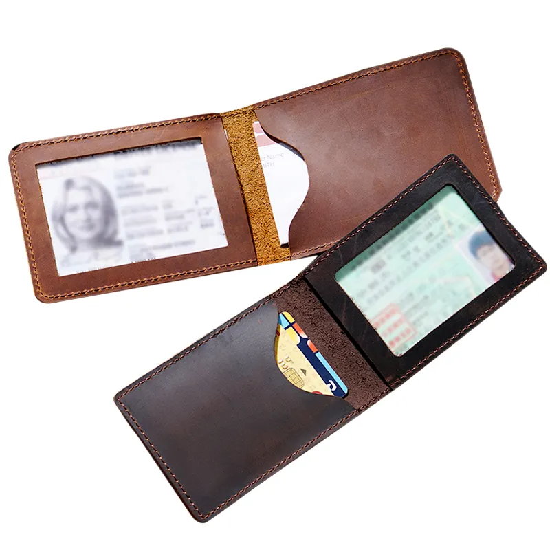 Vera copertura della patente di guida in pelle di mucca cavallo pazzo per documenti di guida auto uomo portafoglio corto donna carta della borsa