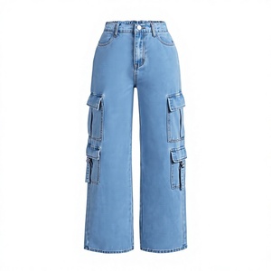 Pantalones Vaqueros Cargo de Pierna Ancha con Lavado Ácido Rosa, Personalizados al por Mayor, para Mujer, Cintura Alta, Multibolsillos, Estilo Urbano, Moda Y2K - Product Image 4