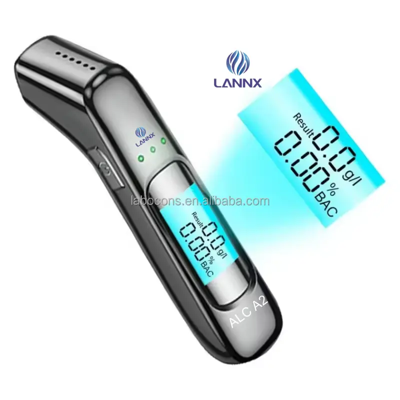 Lannx Alc A2 Aangepaste Groothandel Alcoholdetectoren Contactloos Display Kleur Draagbare Alcohol Anzlyzer Adem Alcohol Tester Sensor