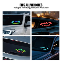 Lampe néon solaire sans fil en forme de chauve-souris pour voiture, lumière d'ambiance LED à ventouse, rechargeable par USB, effet respirant, lampe décorative