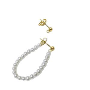 Accessoires en perles DIY, clous d'oreille en argent S925 avec support vide, perles rondes de 3 à 5 mm, boucles d'oreilles tendance pour femmes, modèle 22468DIY - Product Image 4