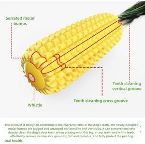 Jouet à mâcher durable pour chien en forme de maïs, bâton molaire avec fonction couineuse, en caoutchouc, coton et nylon, emballé en sachet, vente en gros - Product Image 2