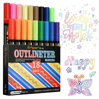 Lot de 12/18 marqueurs d'art à double pointe, acryliques colorés, séchage rapide, imperméables, forte couvrance, pointe feutre, pour papeterie artistique