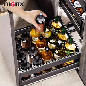 ארונות מטבח לתיבול ותיבול עם מגירות דו-שכבתיות מובנות, מדפי אחסון וסלסלות מסגסוגת אלומיניום - Product Image 4