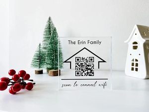 מדבקות שלט Wifi QR מותאמות אישית שלט סיסמא Wifi מדבקות קוד QR מדבקות PMMA אקריליק שלט תשלום מותאם אישית
