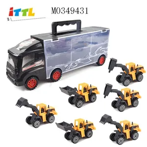 ITTL手持礼品盒工程车儿童玩具流行压铸玩具合金模型车迷你金属消防车玩具