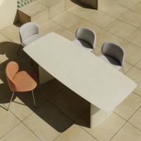 Ensemble table et chaises de salle à manger moderne en pierre, extensible et pliable, résistant à la chaleur et aux rayures, design compact pour petites écoles et hôtels