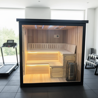 Sauna électrique efficace pour intérieur, sec/humide, avec structure en bois massif, pour salle de bain familiale, chambre d'amis, bureau, balcon, véranda