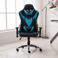 Chaise de jeu avec haut-parleurs Bluetooth, en cuir PVC, style course, ergonomique et inclinable, fournie par l'usine