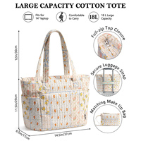 Sac fourre-tout matelassé personnalisé pour femme, sac de travail en coton matelassé avec compartiment pour ordinateur portable de 14 pouces, porte-gobelet de 40 oz pour enseignant, infirmière, voyage