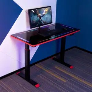 Altavoces Bluetooh RGB tiras de luz altura ajustable Oficina vidrio Mesa muebles de oficina escritorio negro de lujo