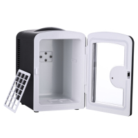 Mini réfrigérateur transparent en plastique pour voiture, maison, hôtel, double usage, 4L, électrique, noir et blanc, deux options de couleur pour le chaud et le froid